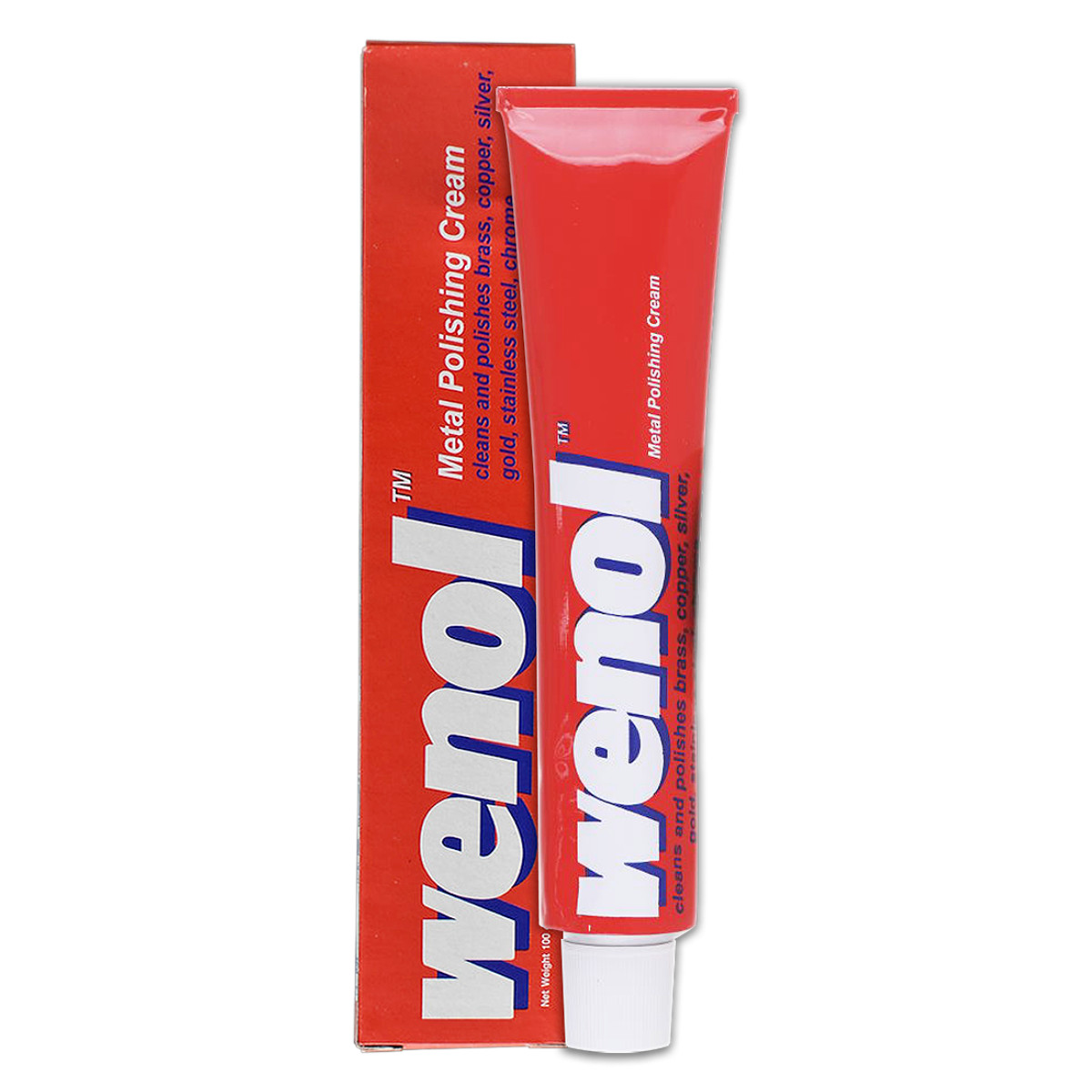 WENOL Polish Metal Brass Copper Silver Stainless Steel Chrome Cleans 100g