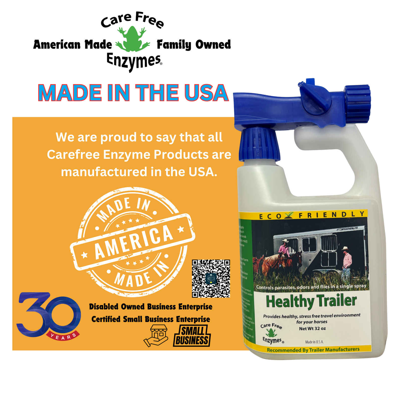 Horse & Livestock Trailer Cleaner & Deodorizer | Healthy Trailer | 32 oz & 33.9