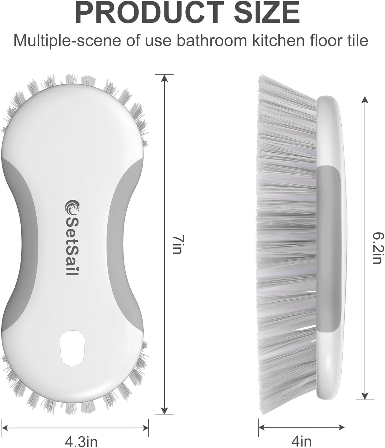 SetSail Multi-Purpose Scrub Brush of 2 Pack, Stiff Bristles Cleaning Brush with