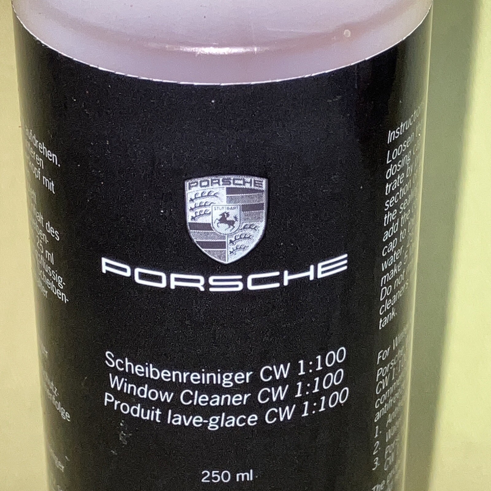 Genuine Porsche Exterior Window Glass Cleaner( TEQUIPMENT ) CW 1: 100 250ml