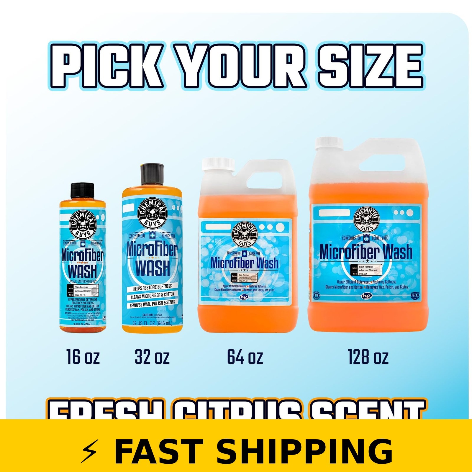 Chemical Guys Microfiber Cleaning Cloth Detergent – 16 oz