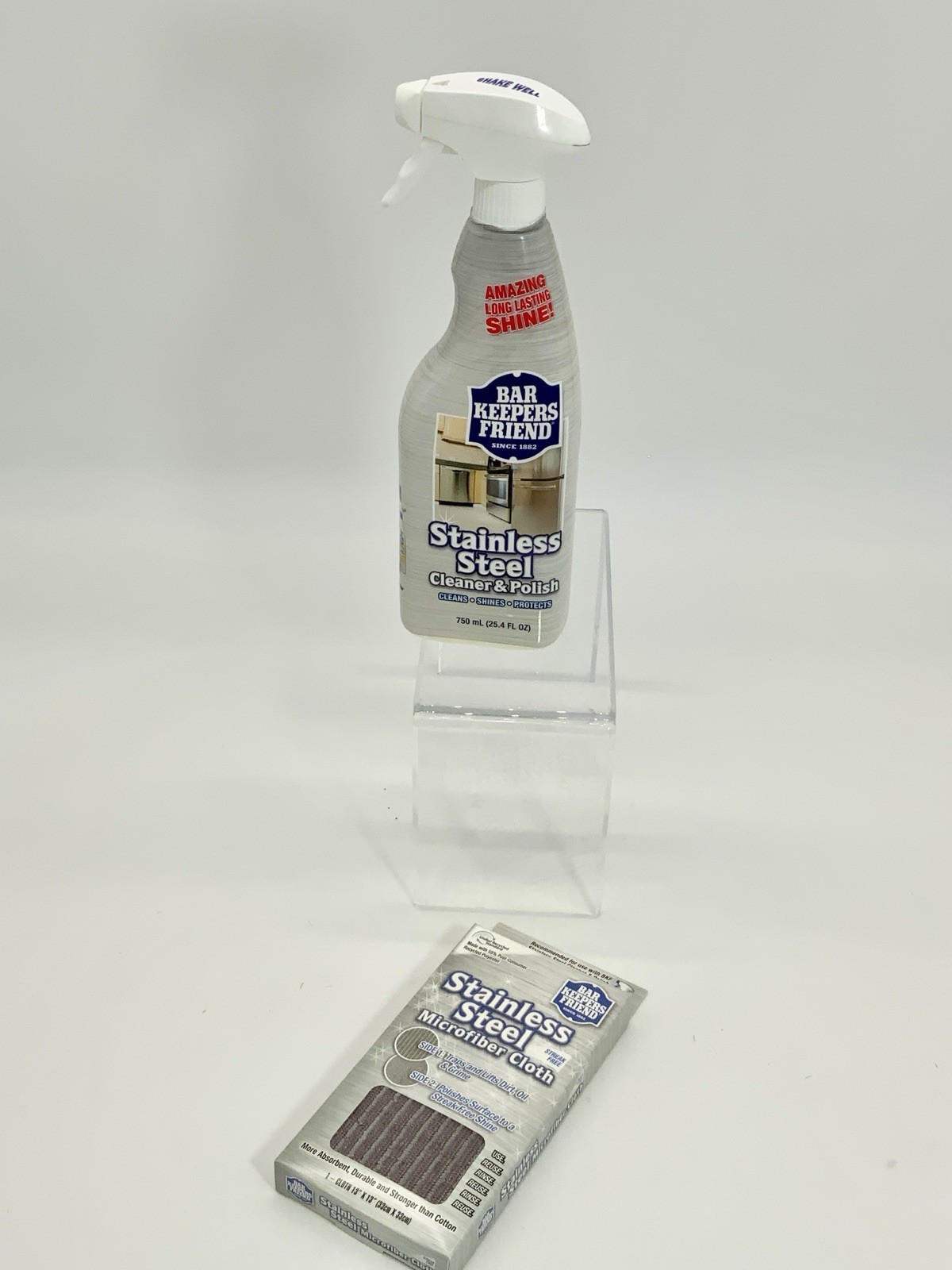 Bar Keepers Friend Stainless Steel Cleaner & Polish Spray Plus Microfiber Cloth