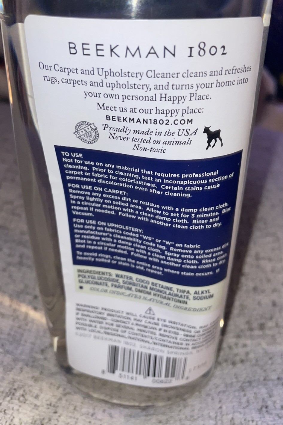 Beekman 1802 Happy Place 20 oz. Carpet and Upholstery Fabric Cleaner spray. New