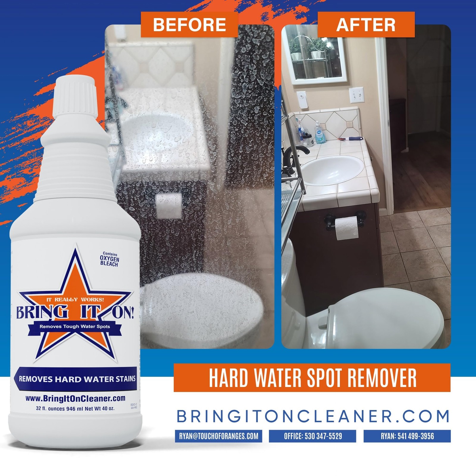 Bring It On Grout Cleaner, Hard Water Stain Remover, Remove Spots on Shower D…