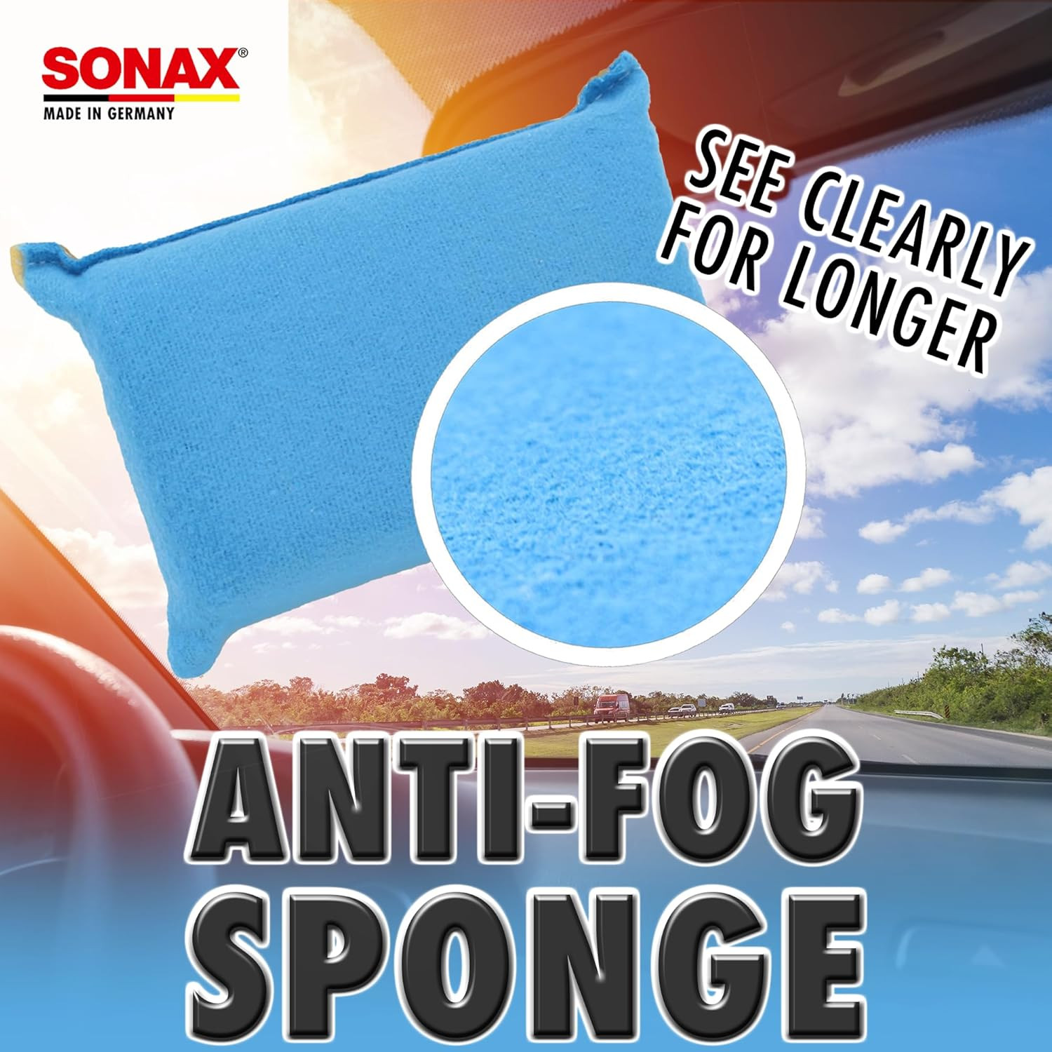 Windscreen Sponge 417100 | Dual Action Cleaning Tool for Streak Free Glass | Eas