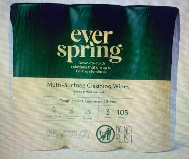 Lemon & Mint Multi-Surface Cleaning Wipes – 105ct/3pk -Everspring™