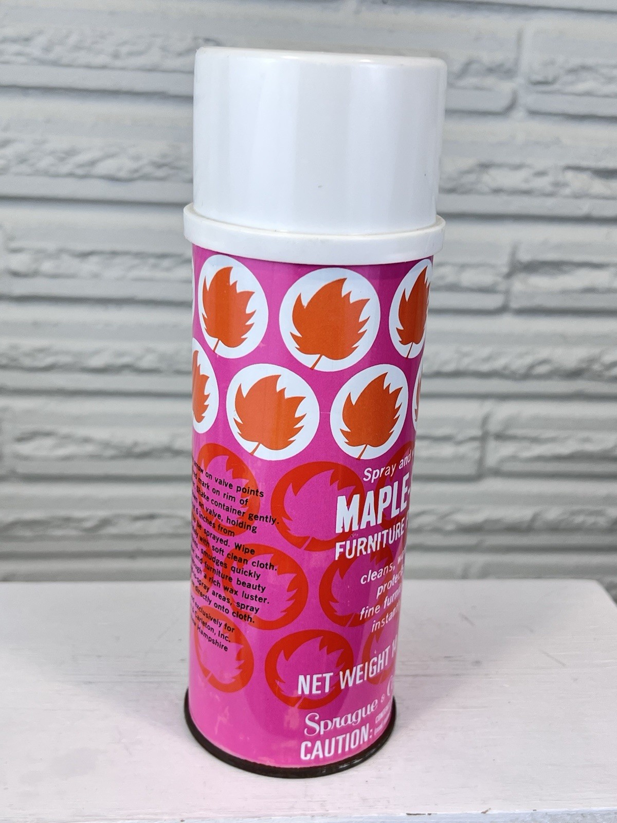 Vtg Maple-Lee Furniture Polish Aerosol 14oz Advertising Graphics Movie Prop