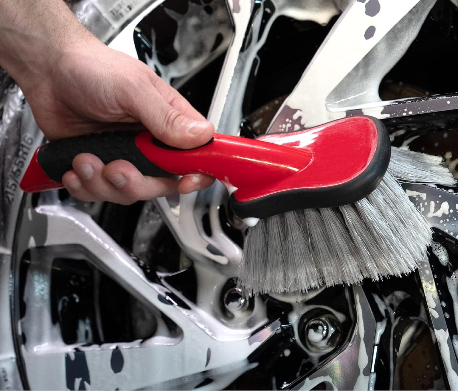 Car Wash Brush, Wheel Fender Cleaner, 10 Inch Rubber Handle, Soft Bristles