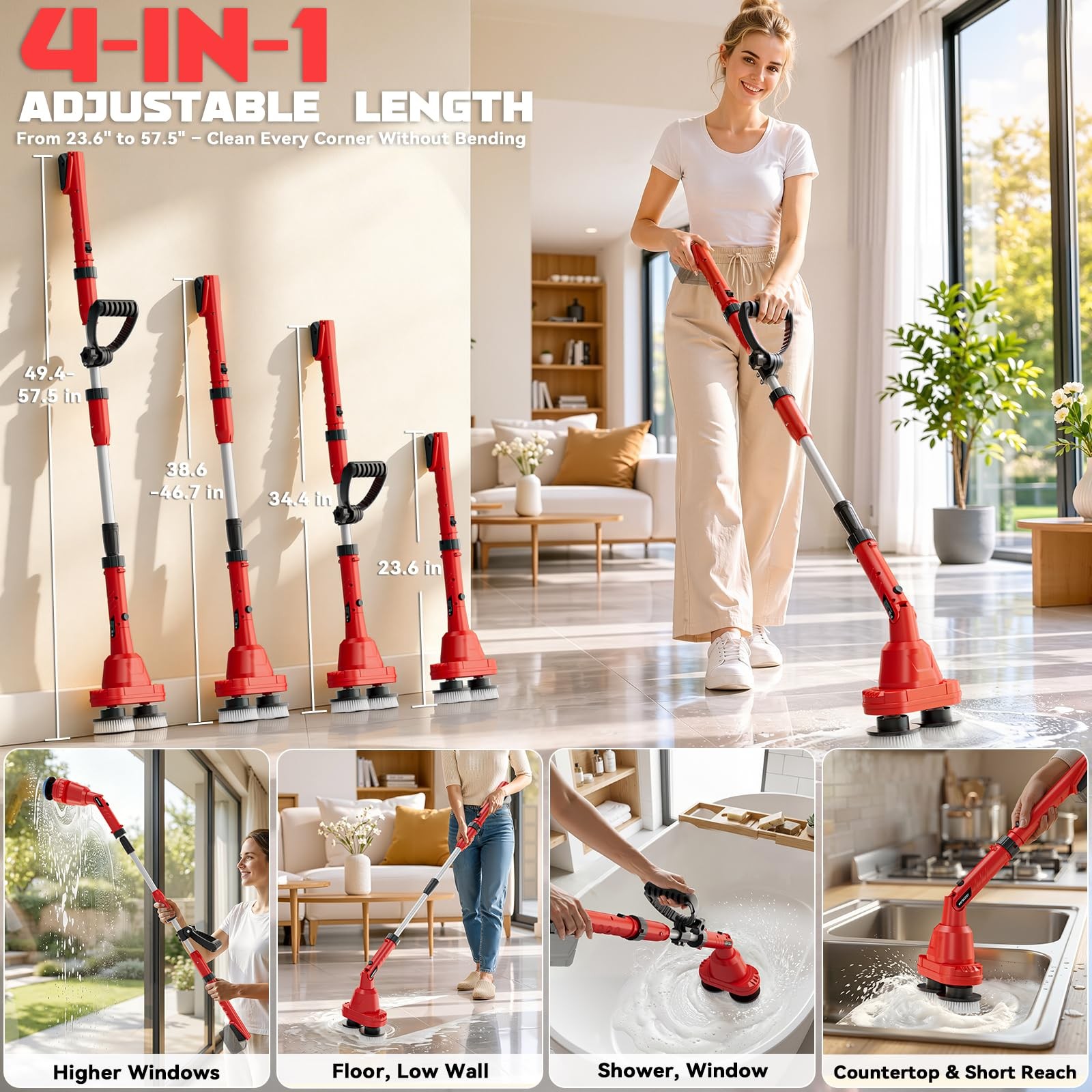 2 in 1 Electric Spin Scrubber Compatible with Milwaukee 18V Battery (Tool Onl…
