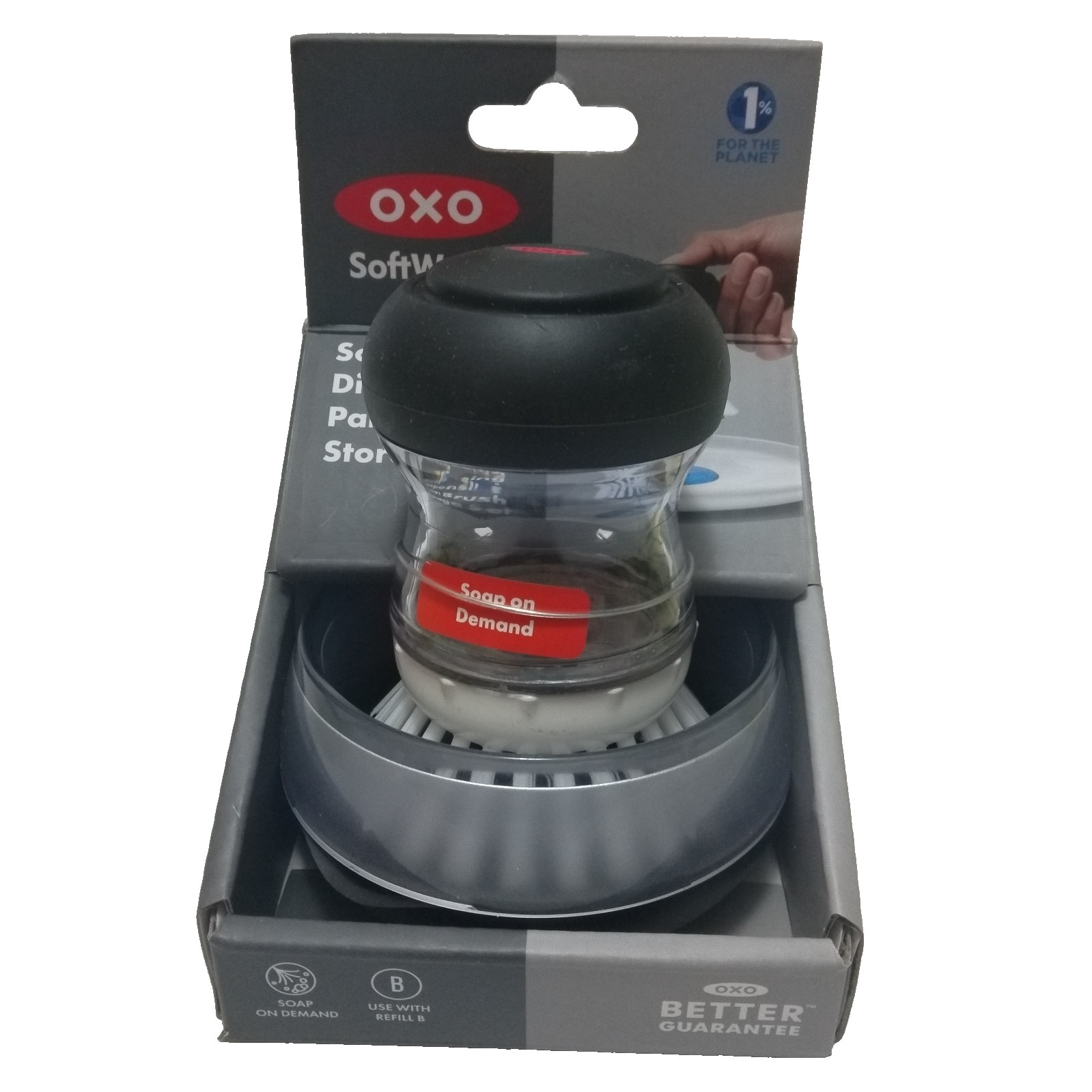 Oxo soap dispensing palm brush storage set and 16 Unbranded Scrub Sponges