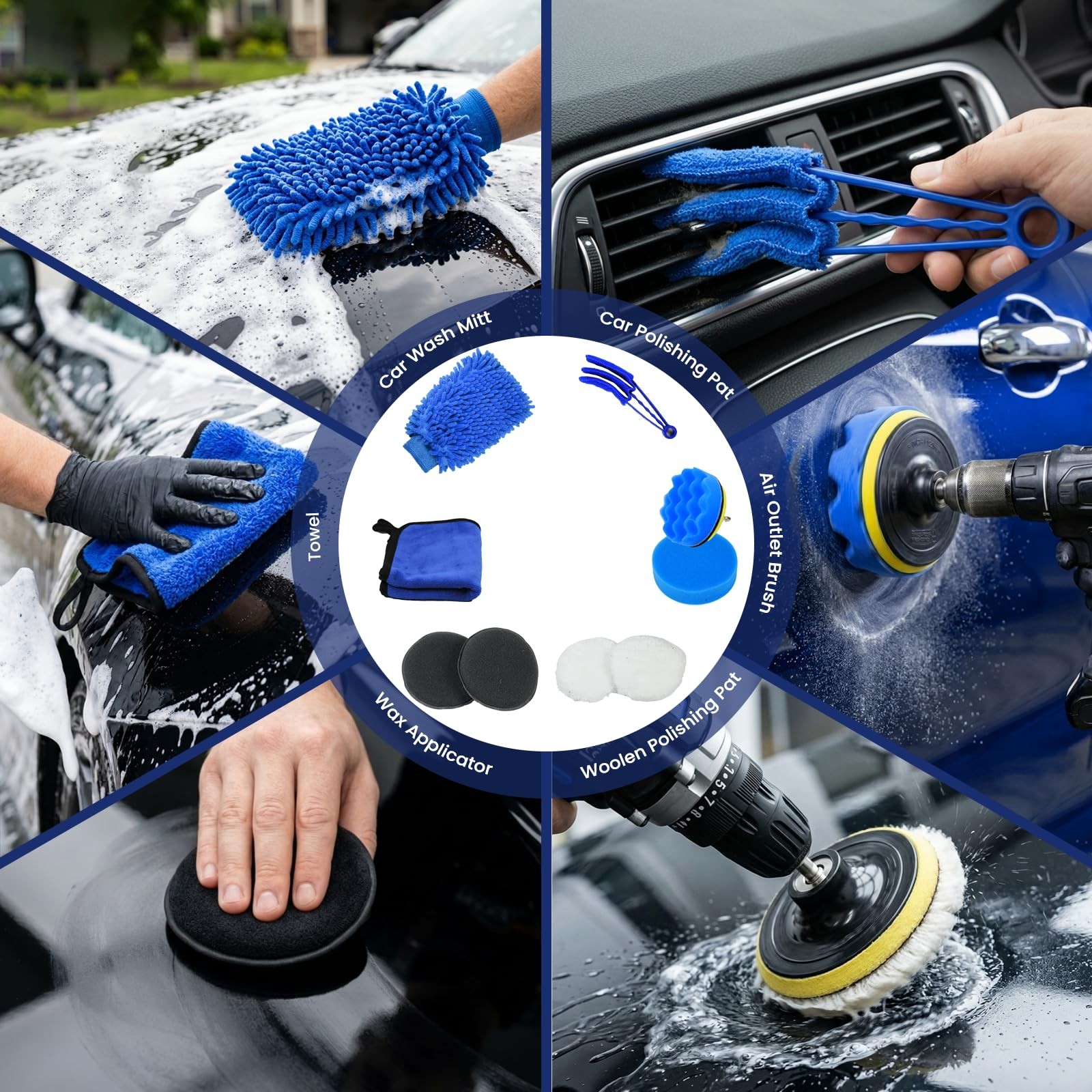 37PCS Car Detailing Kit Car Wash Brush Set Interior Exterior Cleaning Tools
