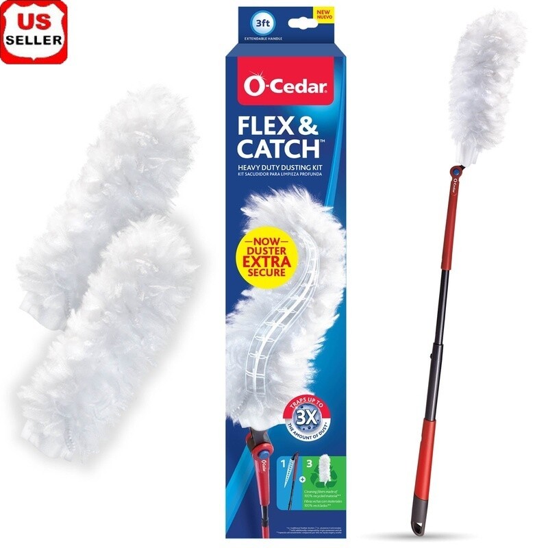 Heavy Duty Dusting Kit Extendable Handle 3FT Flexible Swivel Head 3 Refills New