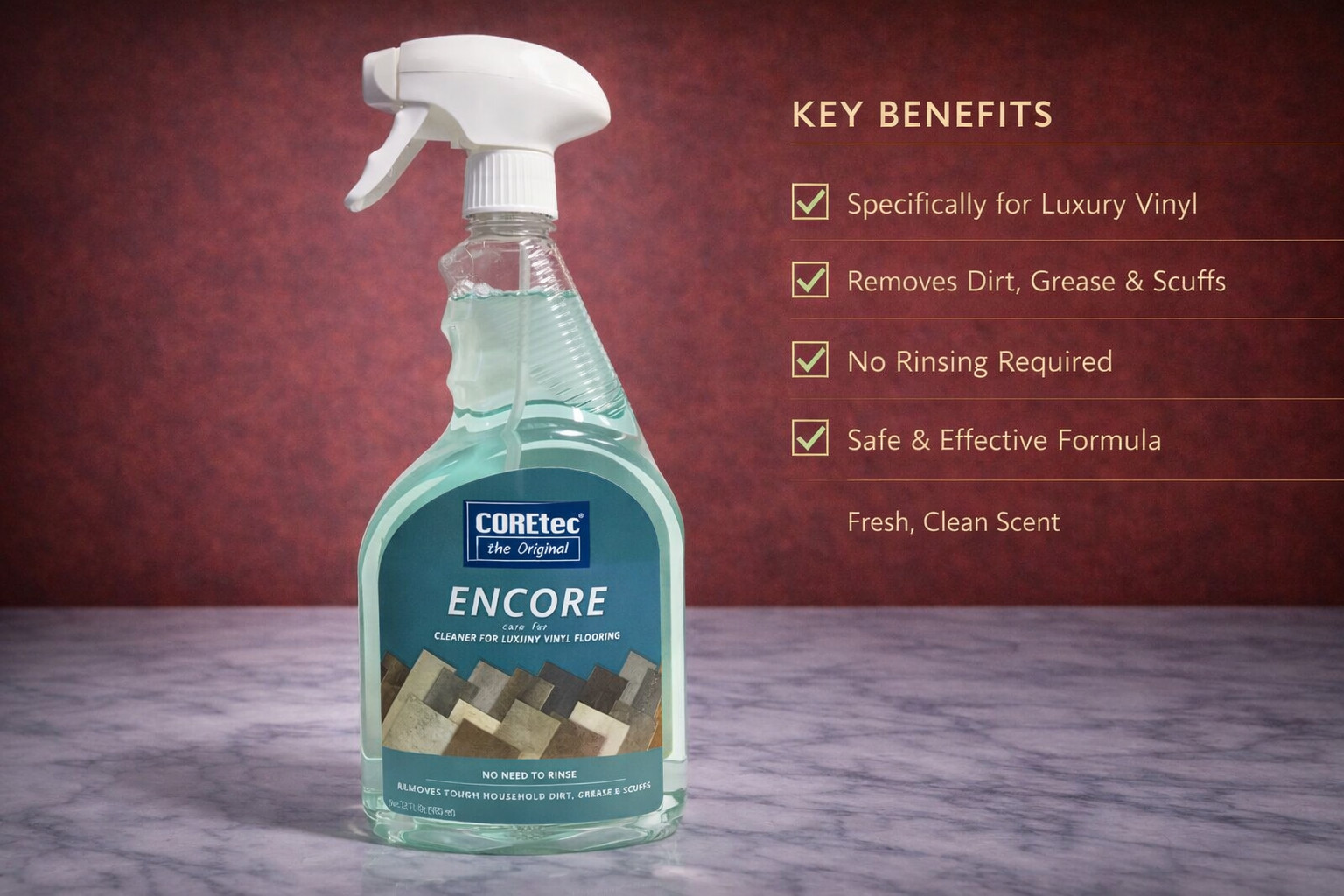 COREtec Encore 32oz Floor Cleaner for Luxury Vinyl Ceramic Hardwood Laminate