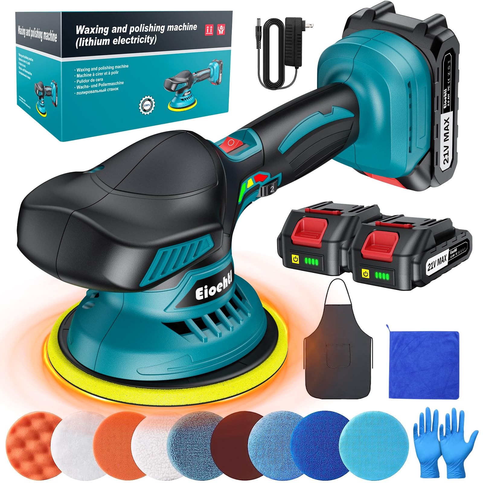 Cordless Car Buffer Polisher Kit, 6″ Dual Action Random Orbital Polisher, 6 V…