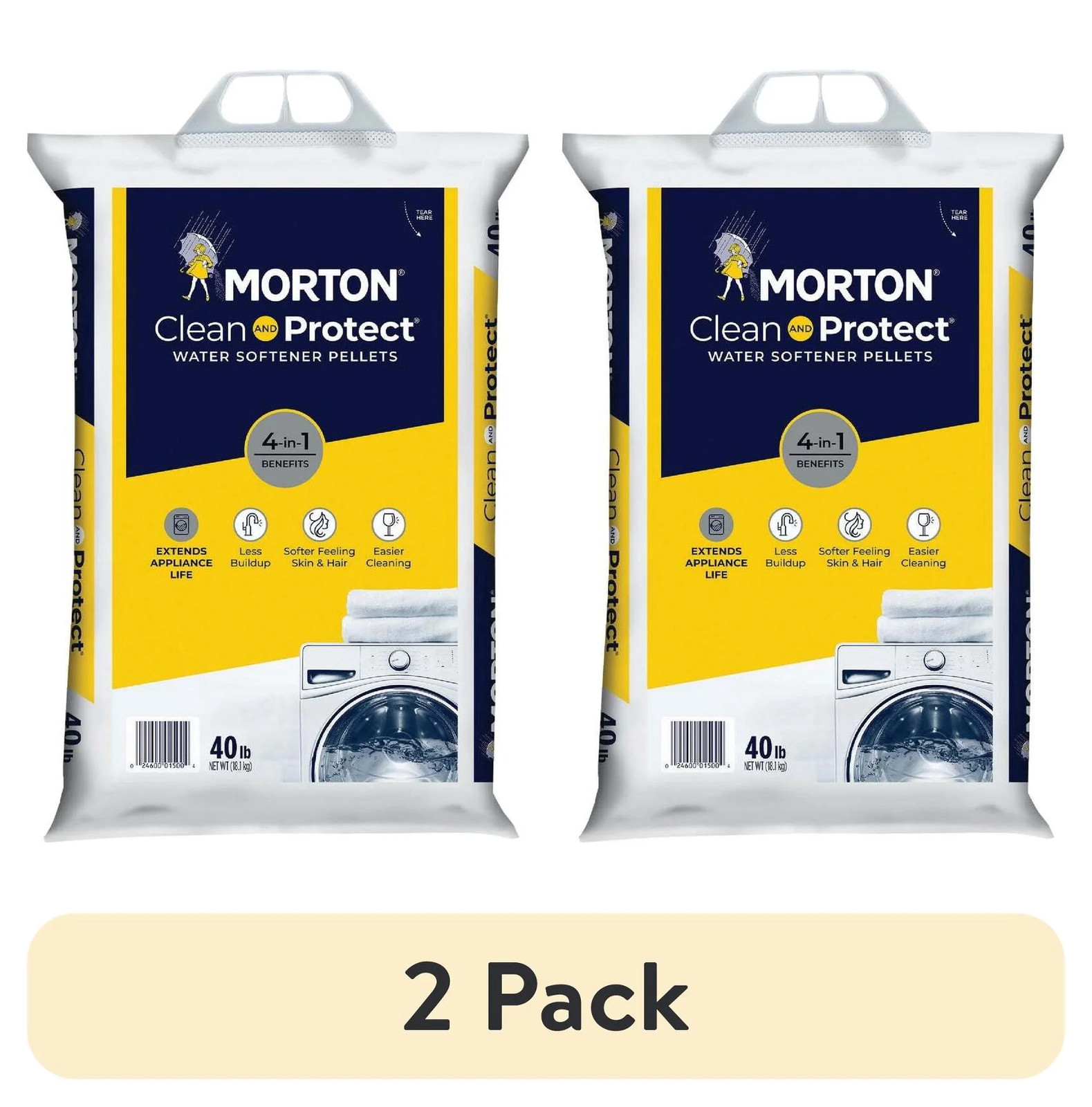 (2 Pack) Morton Clean and Protect Water Softener Salt Pellets, 40 Lb 🎗🎯