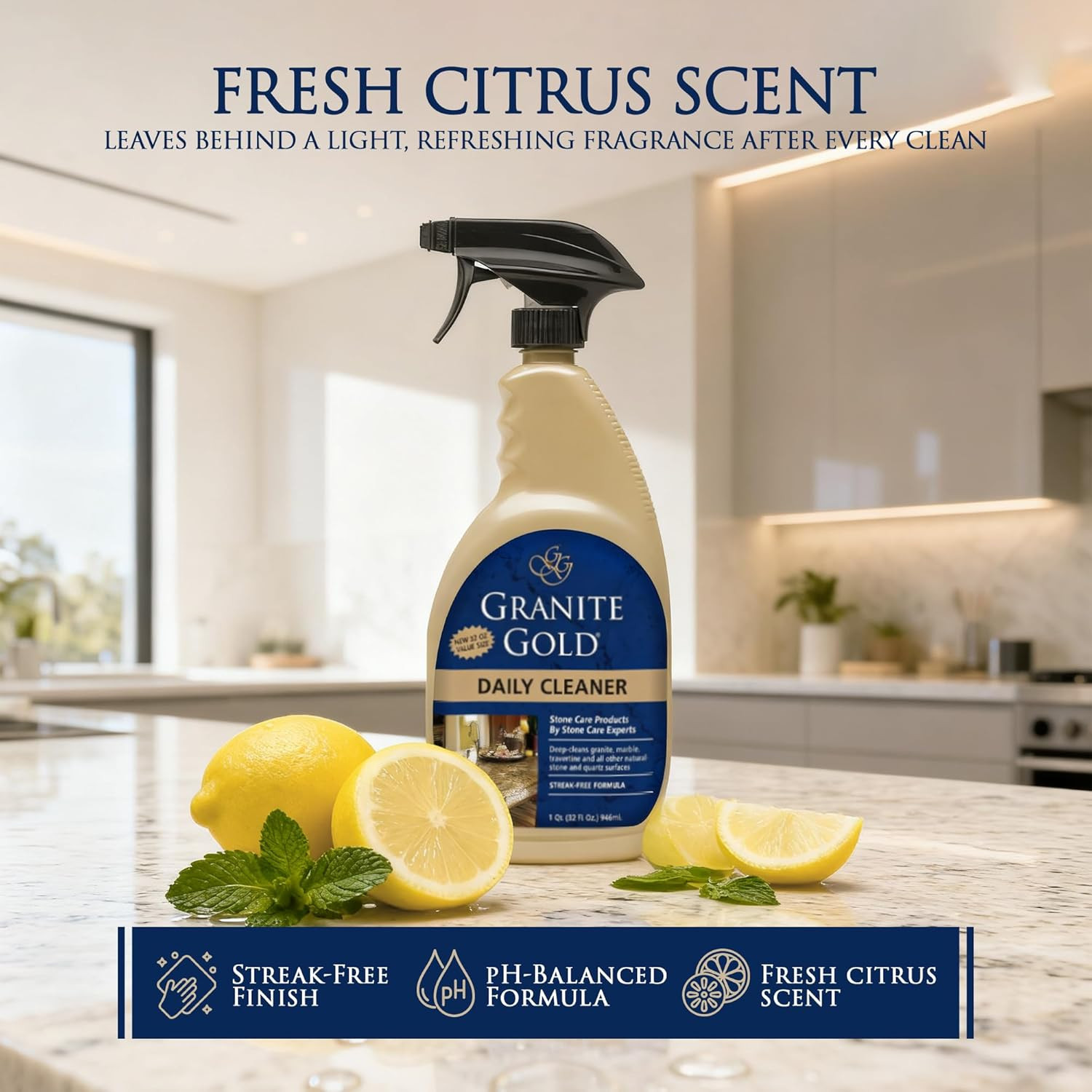 Granite Gold Daily Cleaner for Granite, Marble & Other Natural Stone & Quartz Su