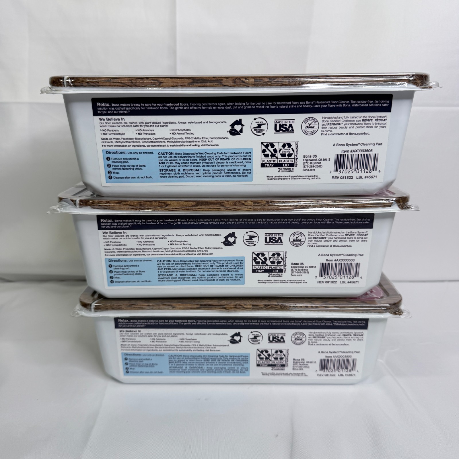 Bona Disposable Wet Cleaning Pads Hardwood Floors 12ct 3 Pack Lot AX0003506