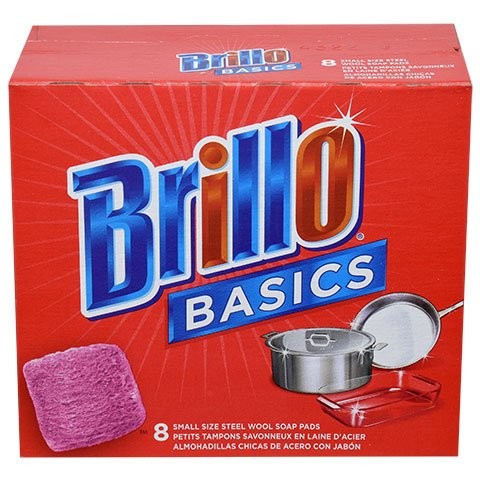 Brillo Basics 8 Count Soap Pads Pack of 3 Grease Fighting Steel Wool Pads