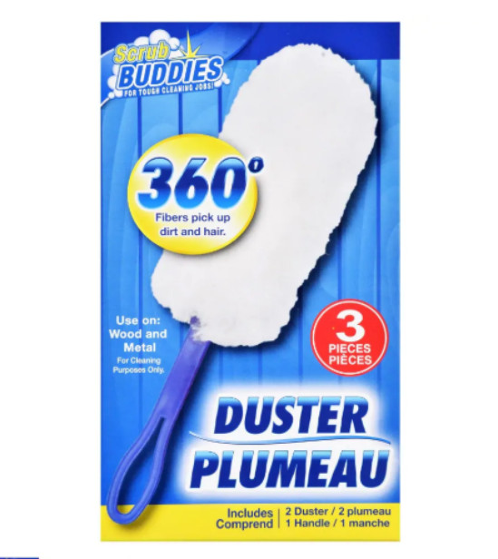 4X Scrub Buddies Multi Surface Duster 360 Fluffy All Round 1_Handle 2_Dusters/Pk