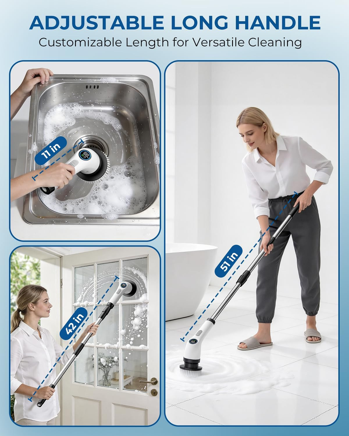 Electric Spin Scrubber, Rechargeable with Upgraded Battery & Extended Runtime, I