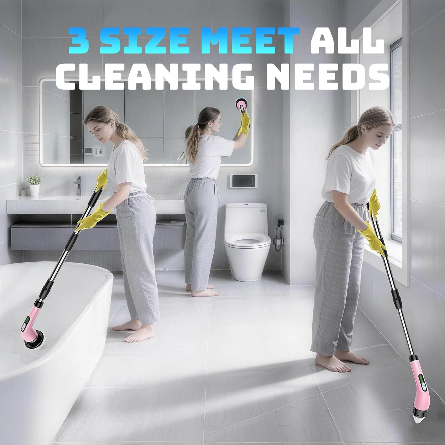 Electric Spin Scrubber for Cleaning Bathroom: Cordless Power Shower Scrubber – E