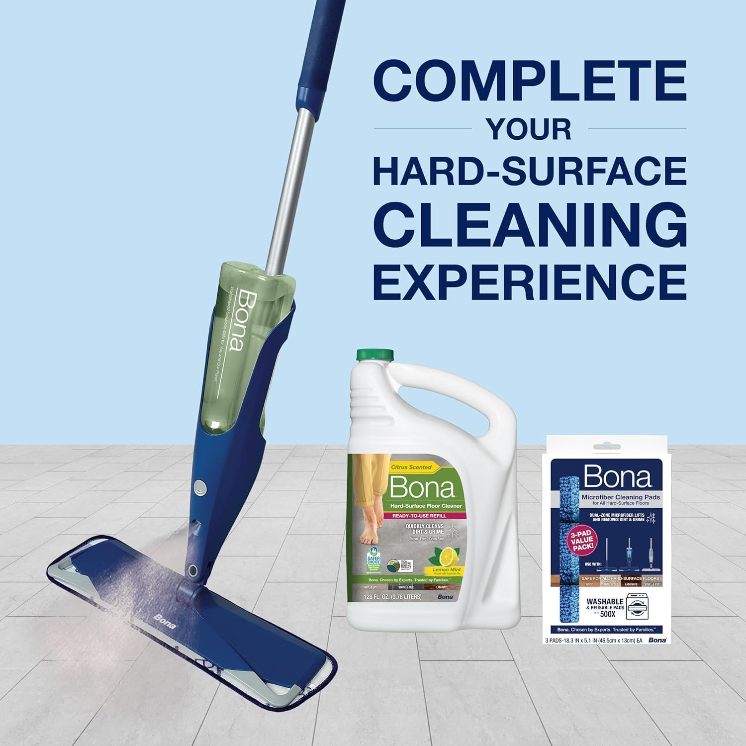 Multi-Surface Floor Cleaner Refill – 128 Fl Oz – Lemon Mint – Residue-Free Fl…