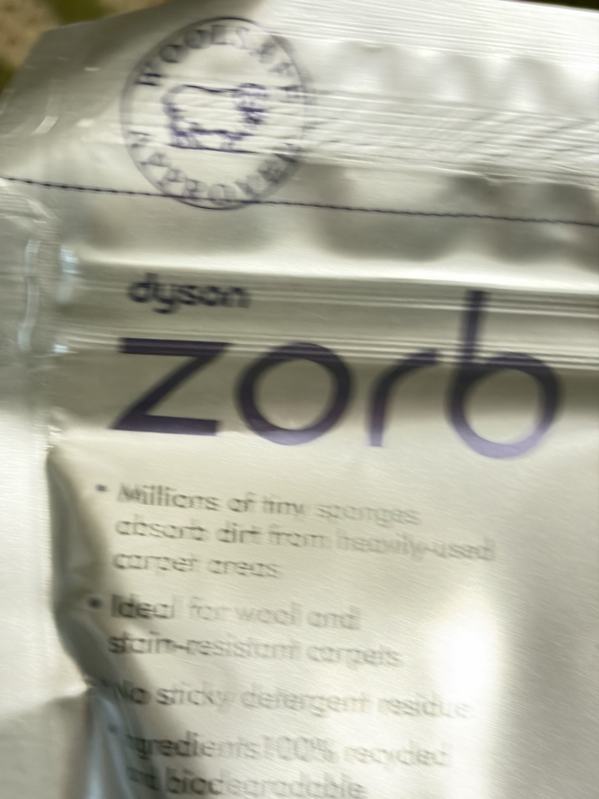 Dyson Zorb Carpet Maintenance Powder Cleaner 26.5 oz 750g Bag 03914-07