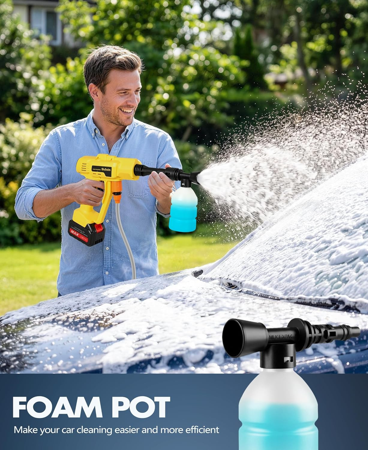Cordless Car Cleaning Tool with LCD Display, Portable Vehicle Cleaner with Brush