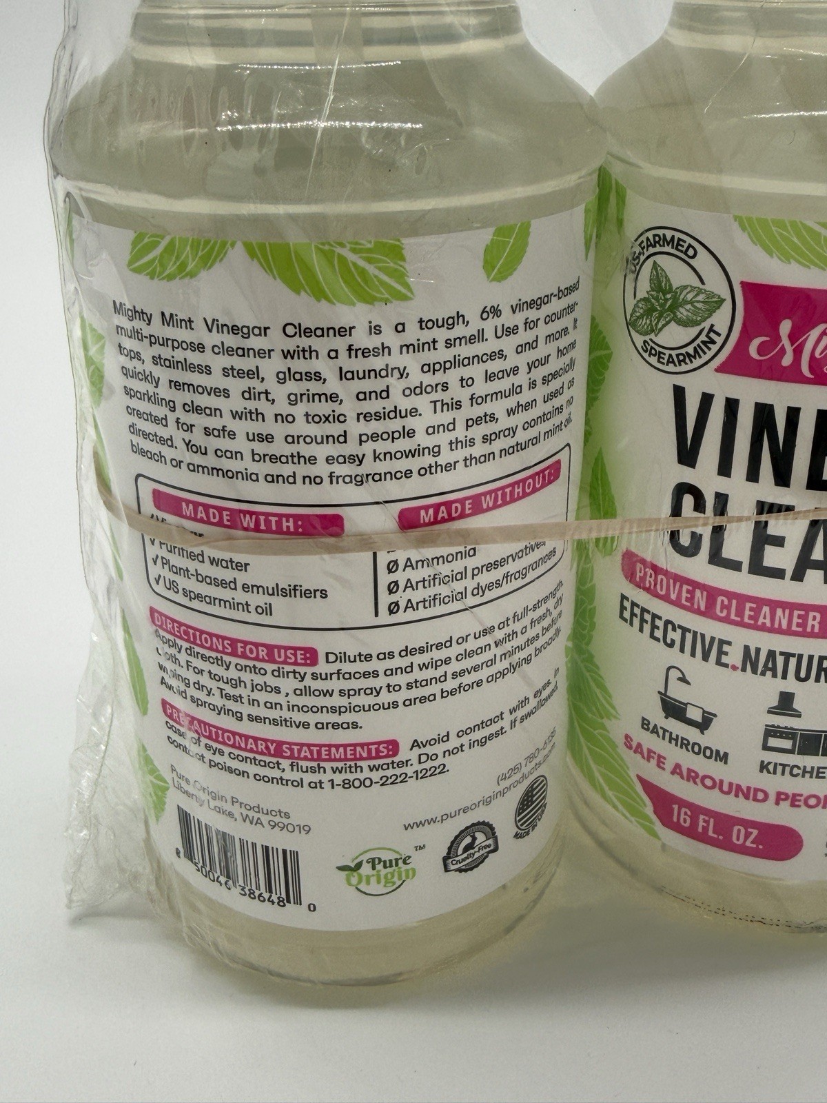 Mighty Mint Vinegar Cleaner Spray 2 Pack 16 fl oz Mint Scent Natural Safe Pets