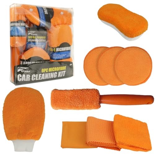 9Pcs Car Wash Detailing Kit Cleaning Kits,with Wash Mitt Wax Orange 9pcs