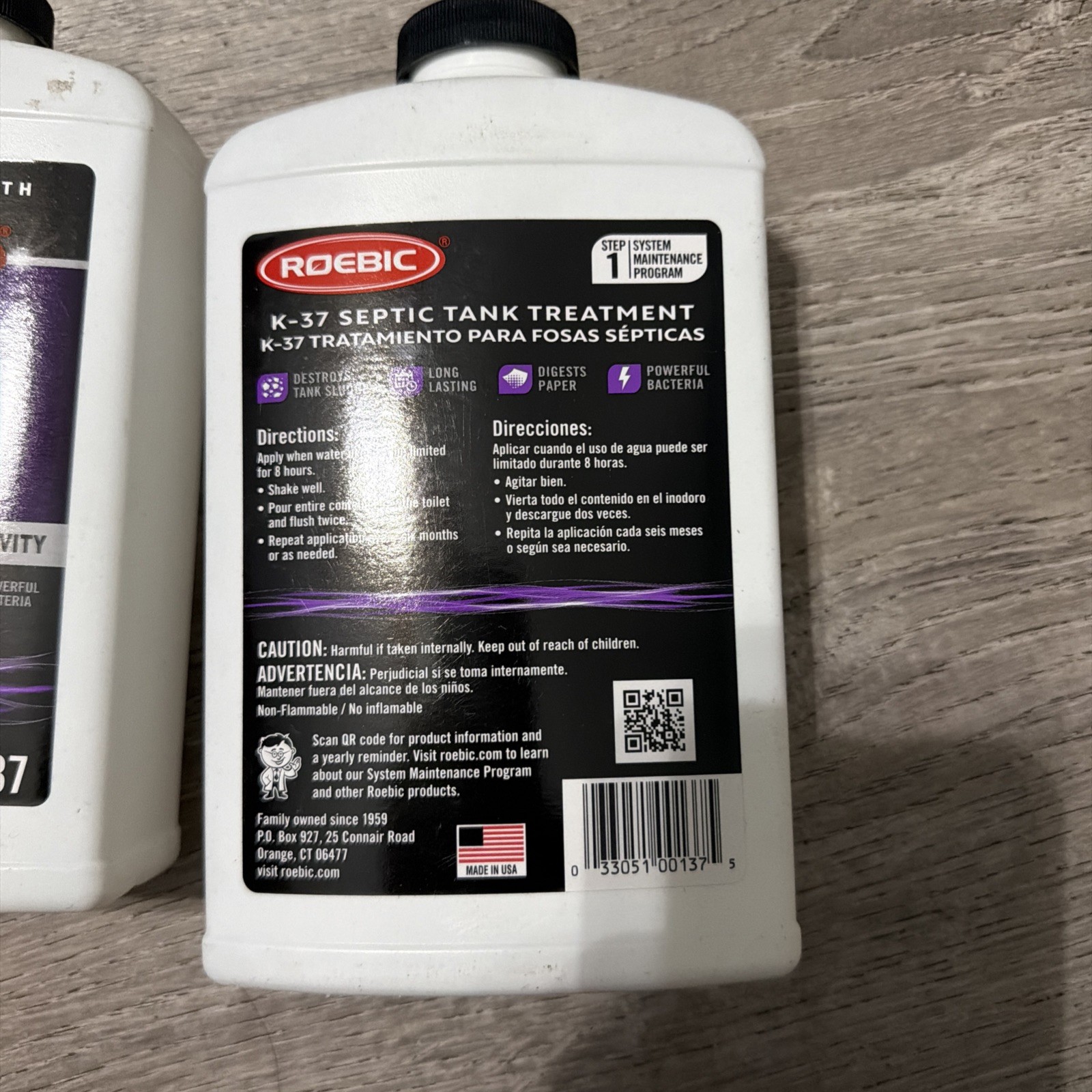 (2 pack) Roebic K-37 Septic Treatment, 32 Fl Oz Bacteria Enzyme Clog Remover