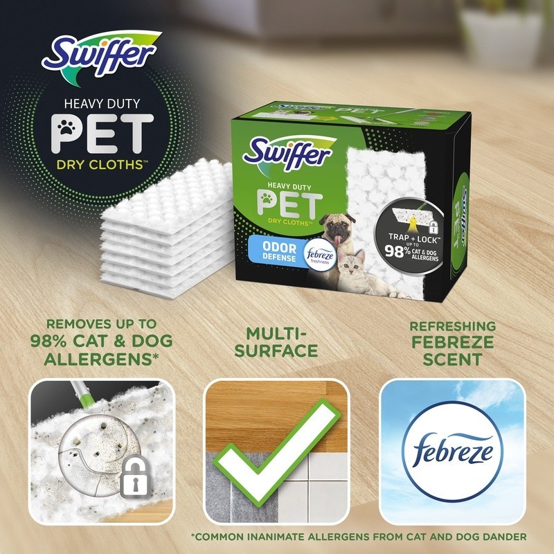 Pet Heavy Duty Dry Cloth Refills Multi-Surface Floor Cleaner Febreze 32 Count US