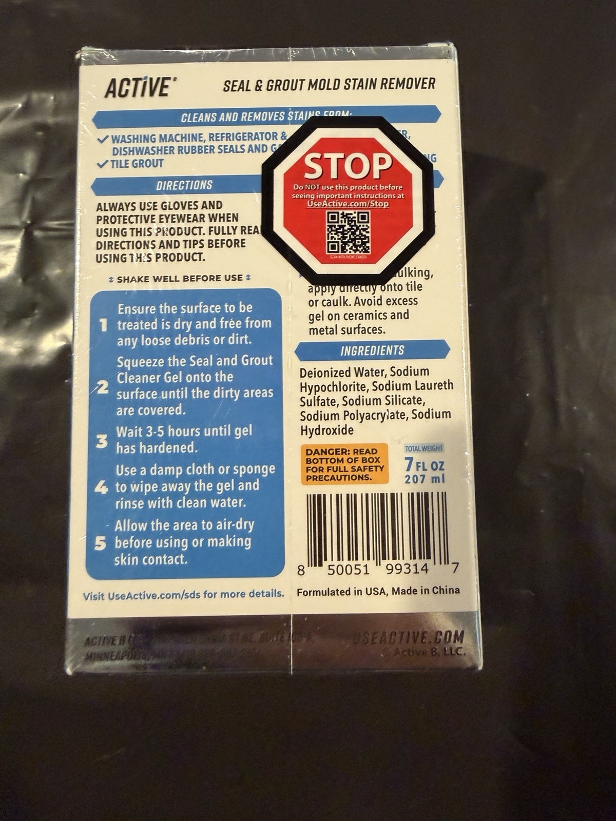 NEW & SEALED – Active Mold Stain Remover Seal Grout Deep Clean 7oz – Deodorizes
