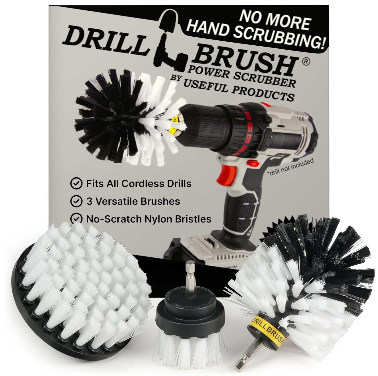 Car Detailing Kit Interior Cleaner Brush Set 3 Piece Drill Brush Cleaning Tool A