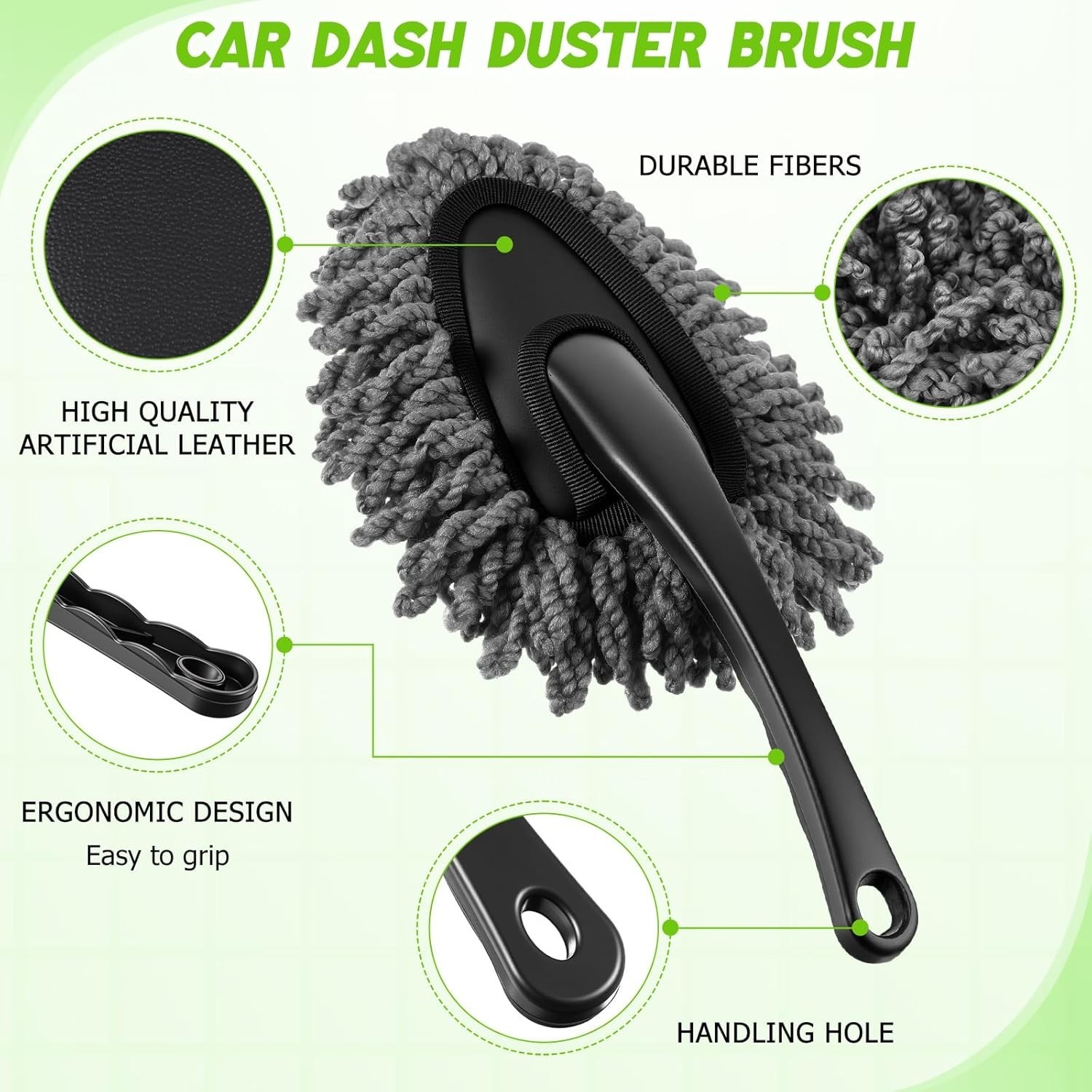 16PCS Car Windshield Cleaner Kit Detailing Brushes Gel Spray Bottle (Green)