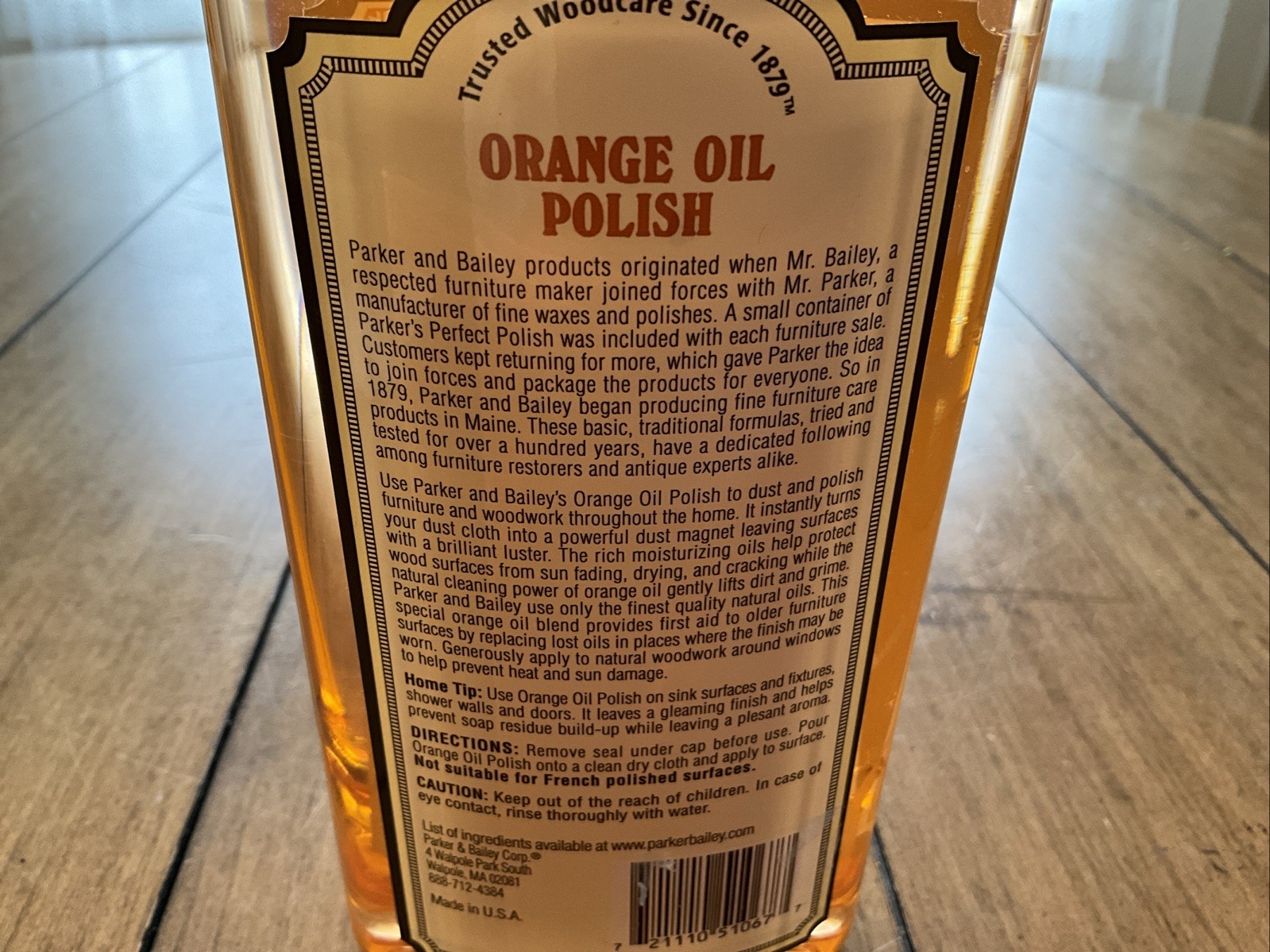 Parker & Bailey Orange Oil Polish & Wood Cleaner 16 Ounce New & Sealed
