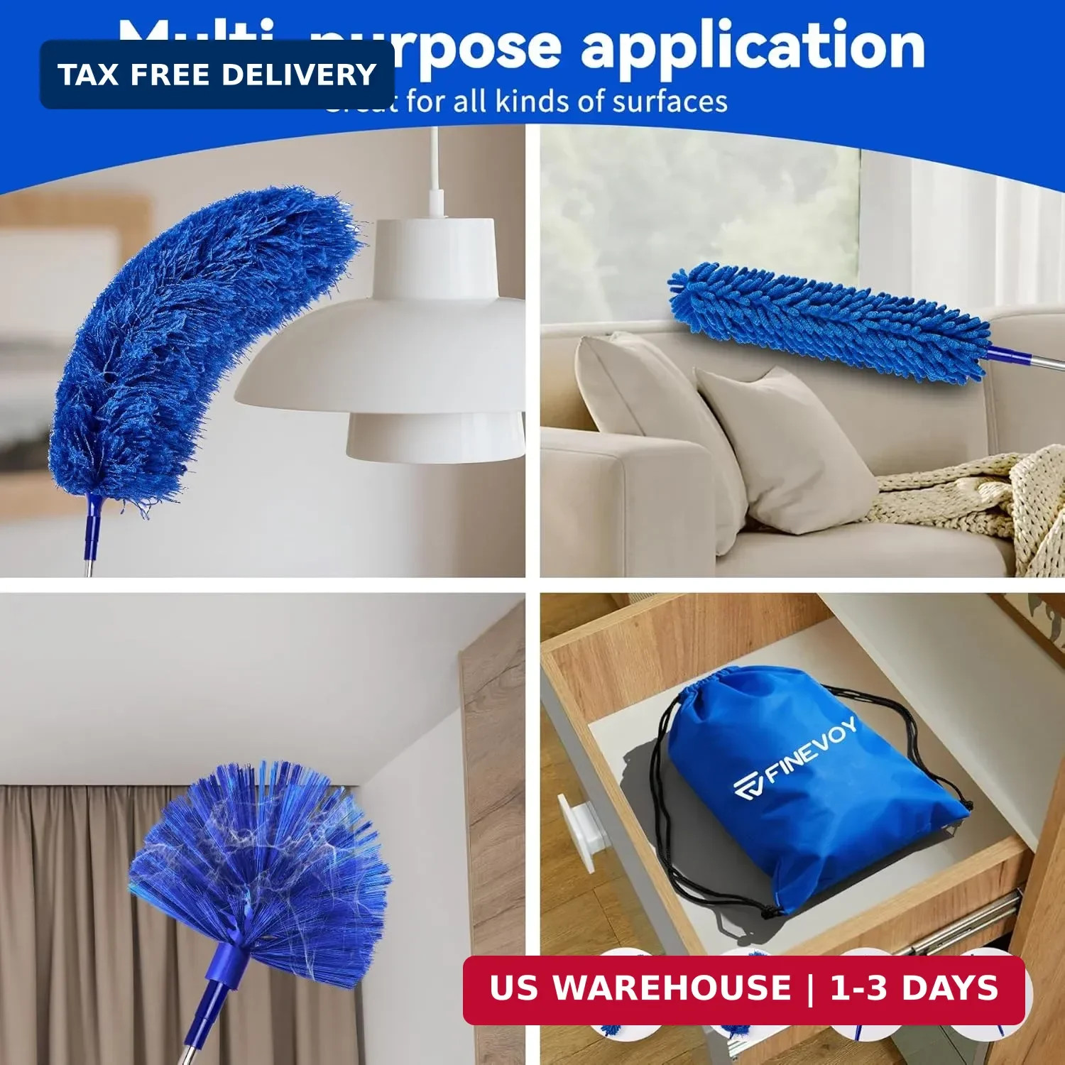 Dusters for Cleaning, Duster with Extension Pole 5 in 1 Kit, Cobweb Duster, Long