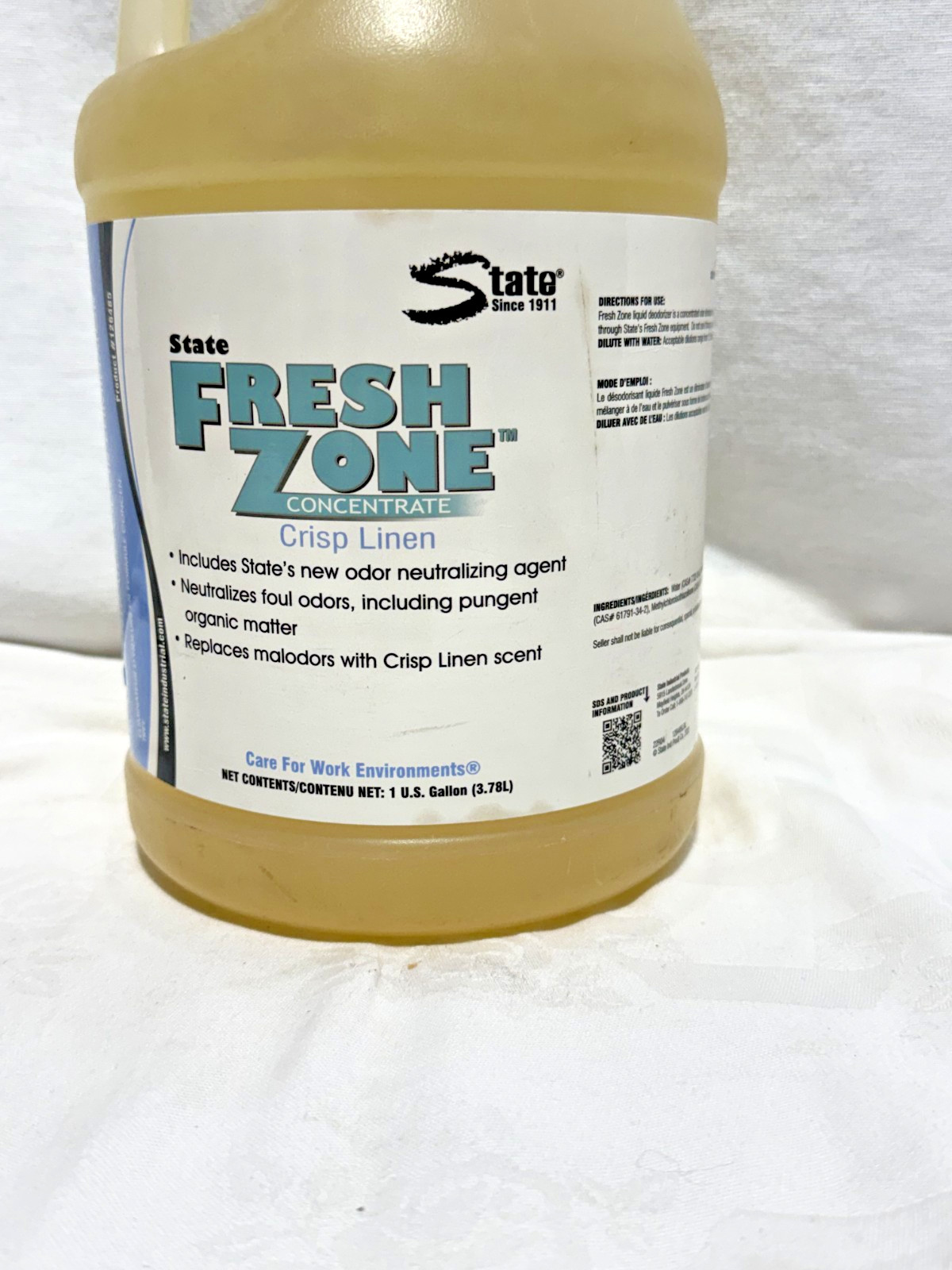 State Fresh Zone Concentrate Crisp Linen Odor Neutralizer Deodorizer 1 Gal New