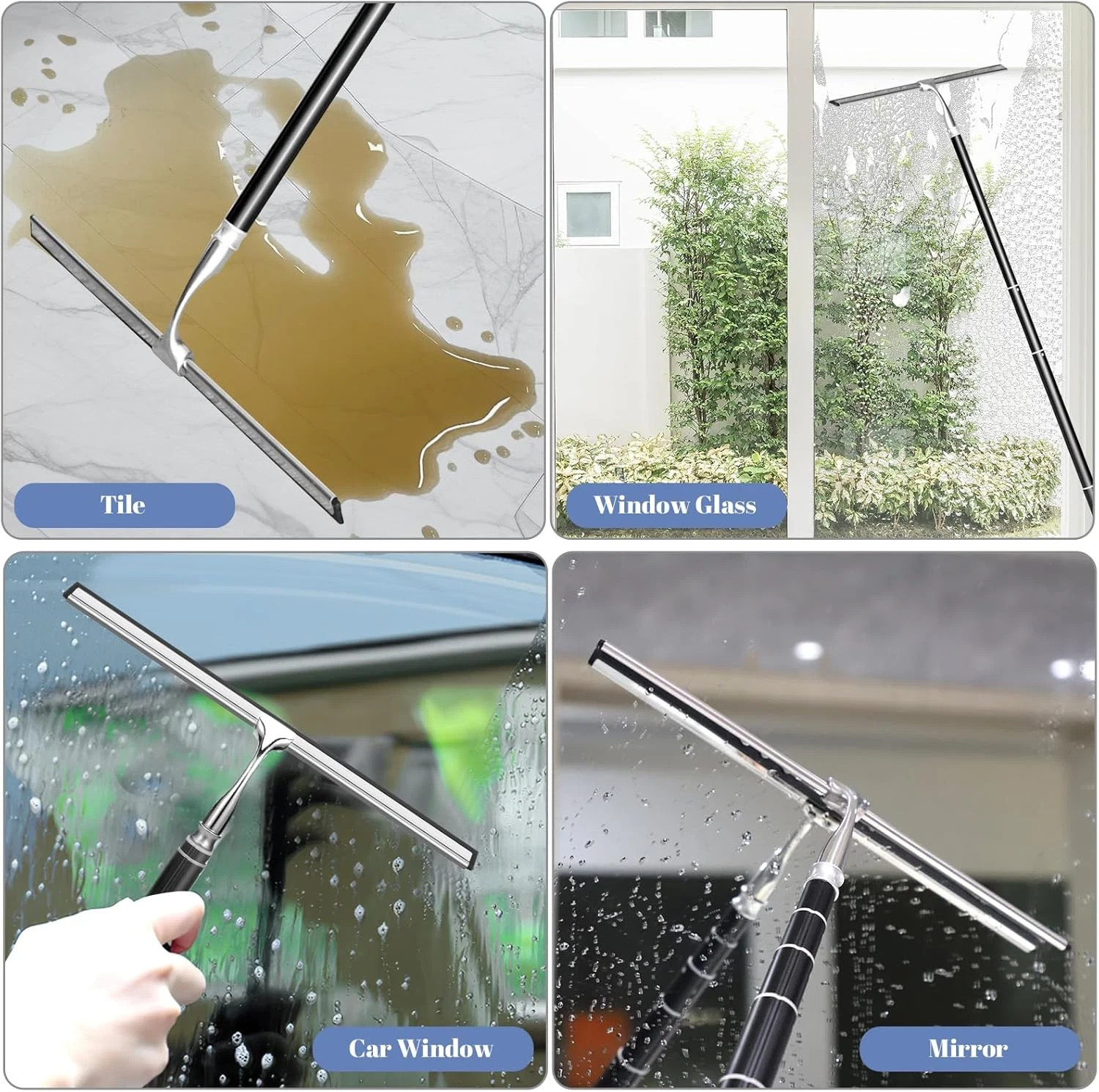 Shower Squeegee with Long Handle Window Squeegee with Extension Pole Squeegee fo