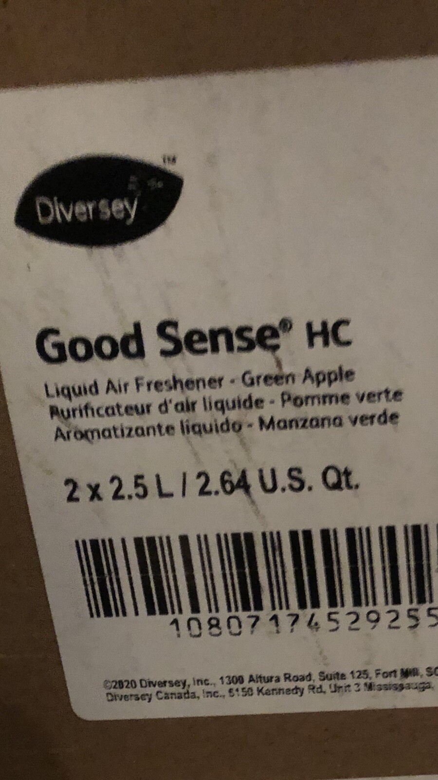 Case of 2 Diversey Good Sense HC 7 Air Freshener for J-Fill, Green Apple, 2.5 L