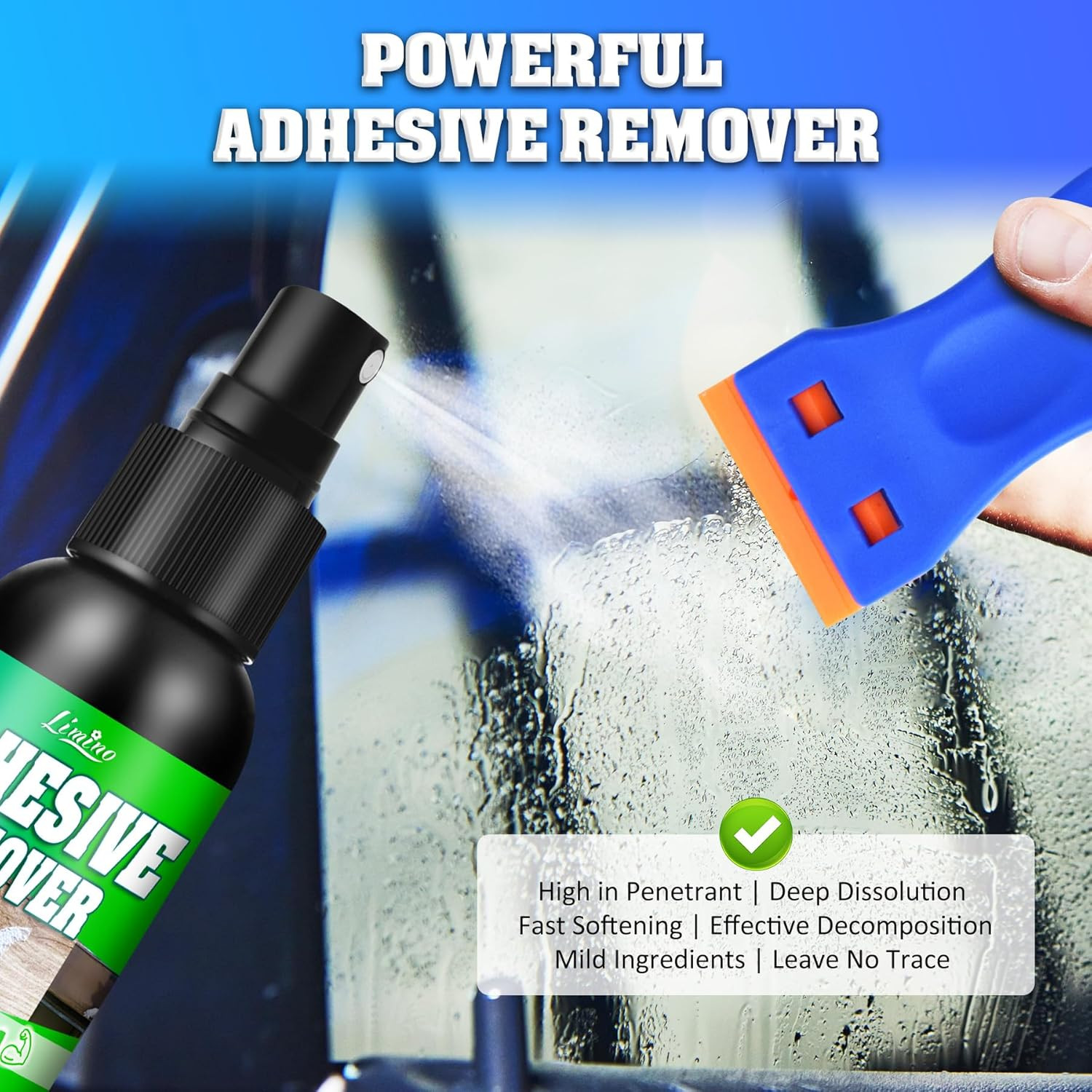 Adhesive Remover – 7Oz Upgrade Formula Surface Safe Rapid Glue Remover with Scra