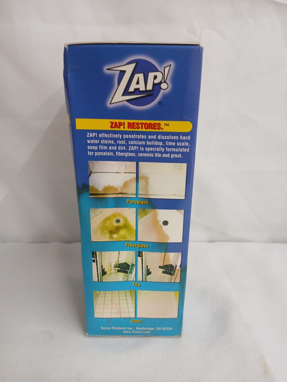 ZAP! ‎Professional Cleaner Porcelain Fiberglass Tile & Grout Restorer 16oz. NEW