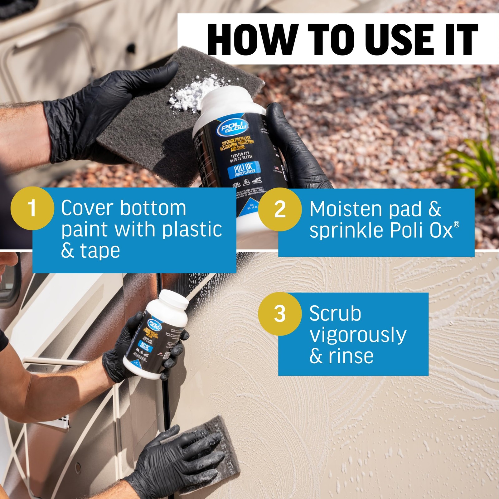 Poli Ox® Oxidation Removal Kit for Boats, RVs, or Fiberglass Surfaces–Removes…