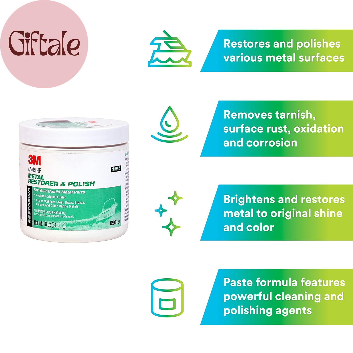 Metal Restorer and Polish, 09019, 18 Oz Paste