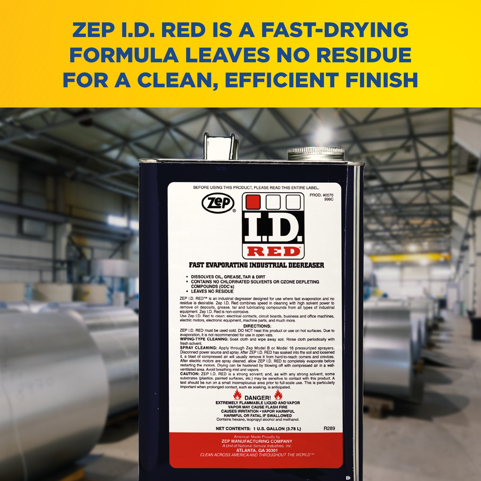 Zep I.D. Red Liquid Fast Evaporating Industrial Degreaser – 1 Gallon (Case of 4)