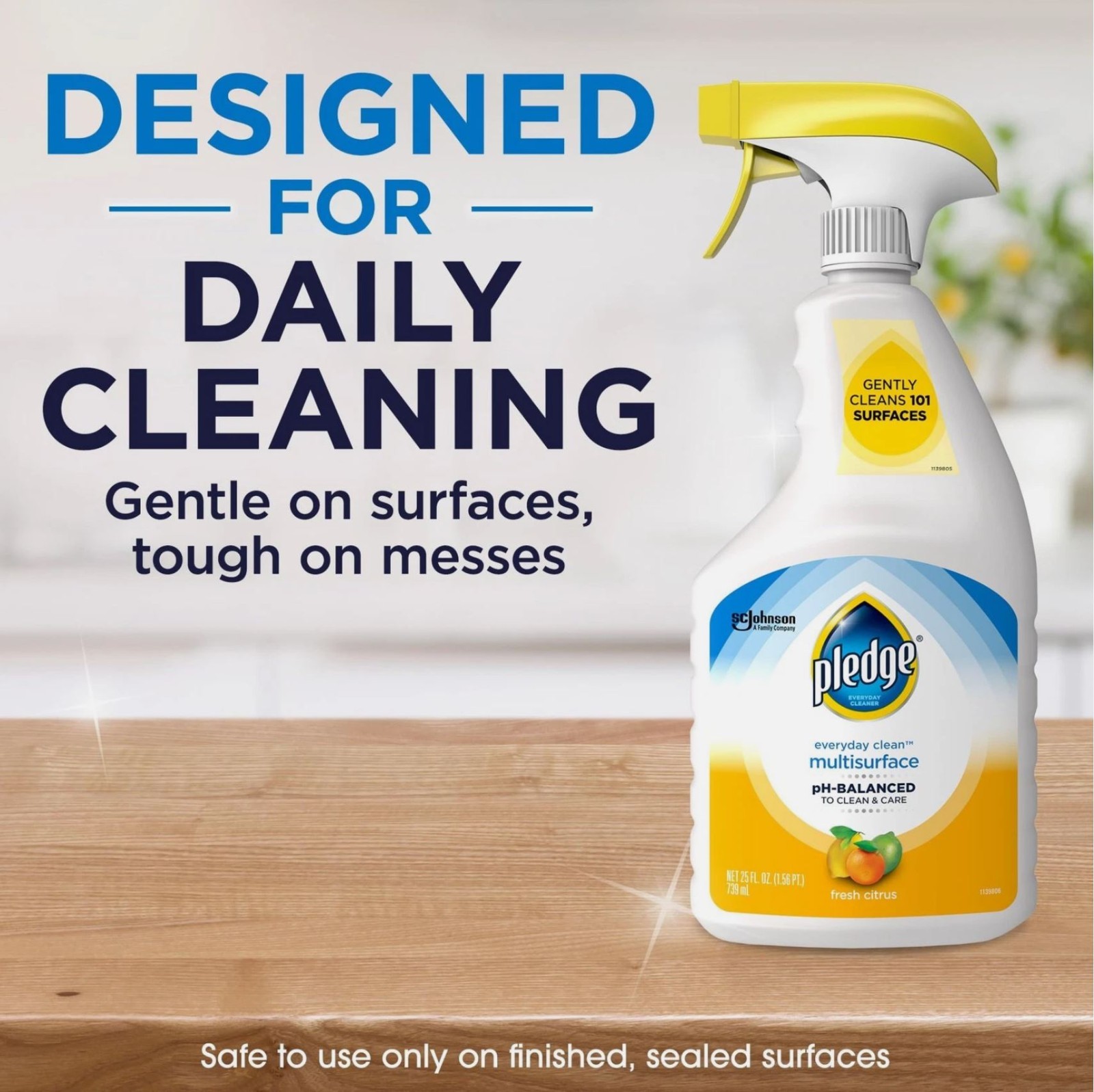 3X Pledge pHBalanced Multisurface Cleaner Spray for Everyday Care, Fresh Citrus