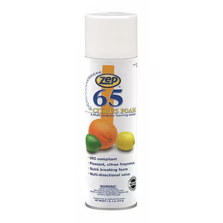 Zep 3701 65 Citrus Foam, All Purpose Cleaner, 18 Oz, Aerosol Can, Citrus,