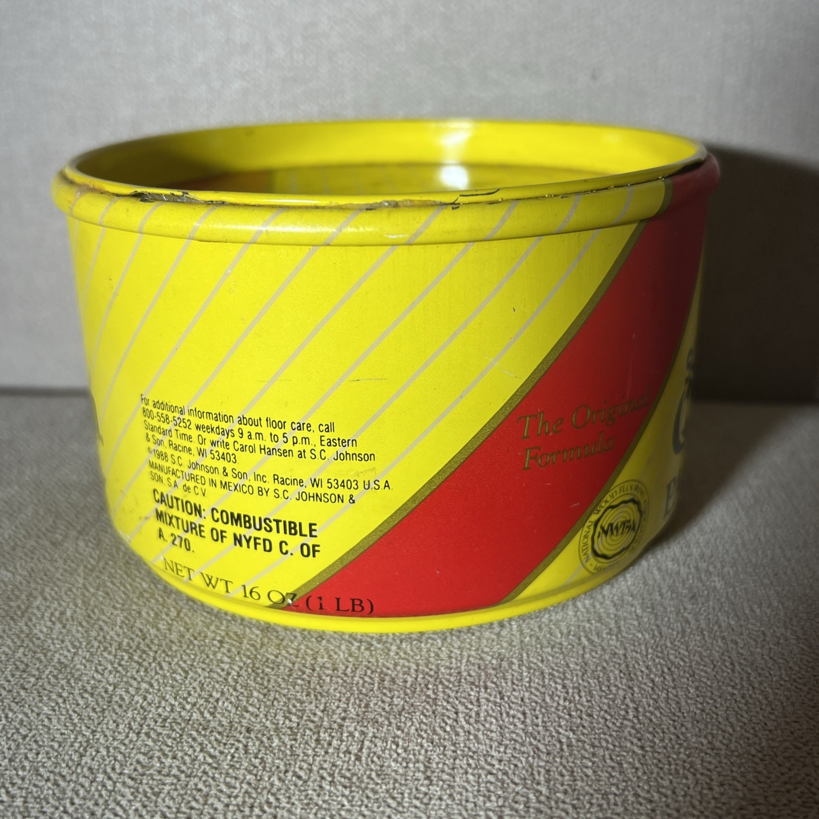 SC Johnson Paste Wax Original Formula Container 1 Lb 80-85% Full