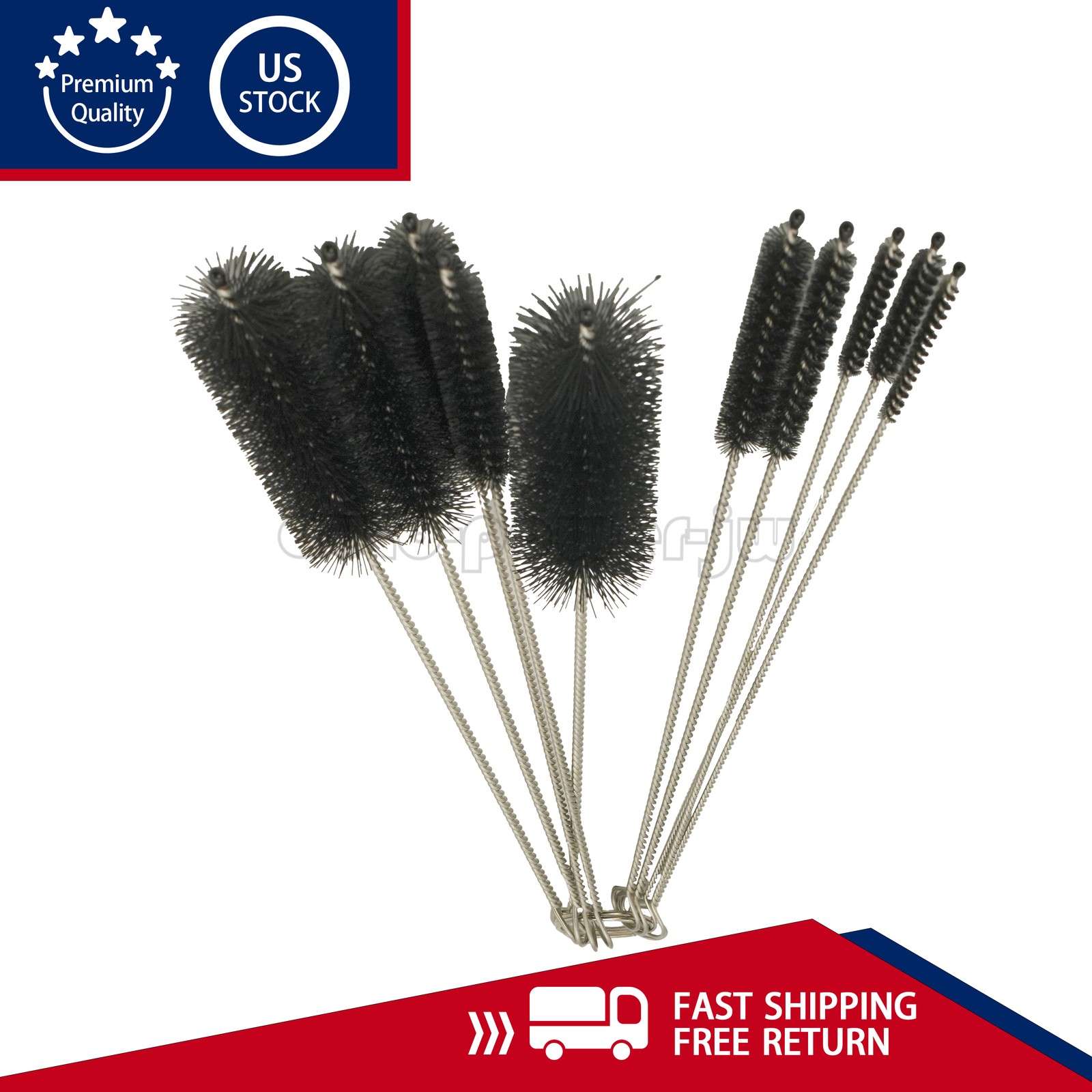 NEW 10PCS Set Nylon Straw Brush Cleaner Bottle Tube Pipe Small Long Cleaning US