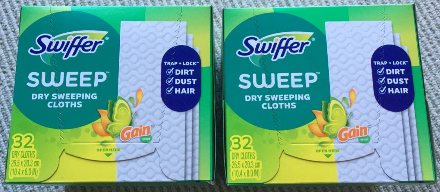 NEW IN BOX (2-Pk) Swiffer Sweep Dry Sweeping Cloths Gain Scent 32 ct. each = 64